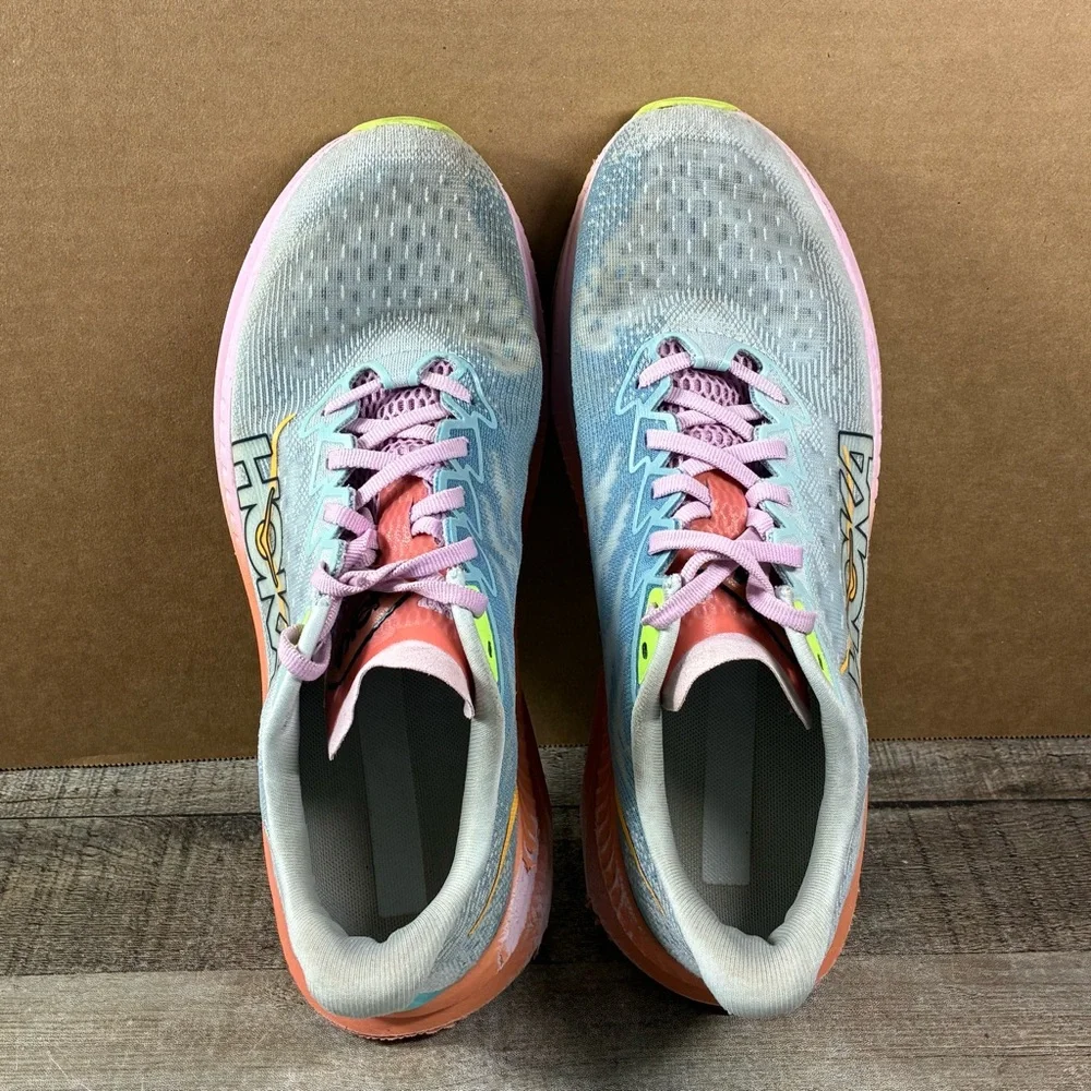 Hoka One One Mach 6 Running Shoes Women’s Size 10.5B Blue Pink Orange Sneakers - Picture 9 of 11